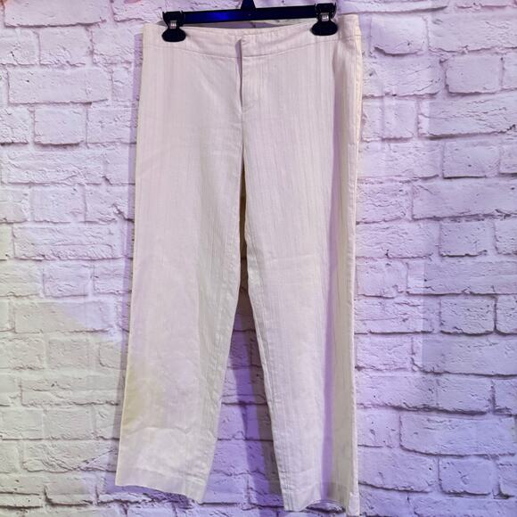 Banana Republic cotton/Hemp off white patterned Ankle Martin pants Sz 4 - Picture 1 of 8